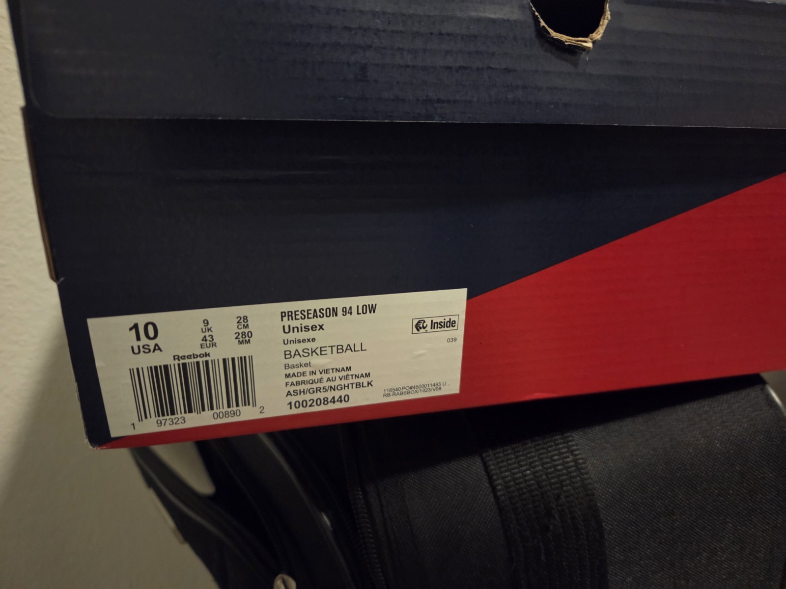 Size 10 – Reebok Preseason 94 Retro Ash Grey/ Blue