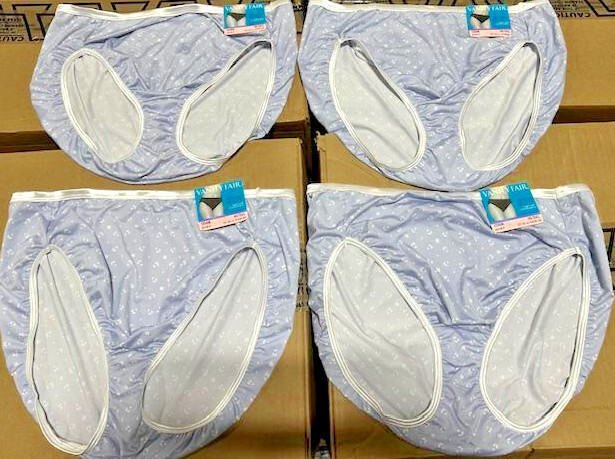 4 pairs VANITY FAIR Illumination 13108 HI-CUT Panties Light Blue PRINT Sz 10 3xl