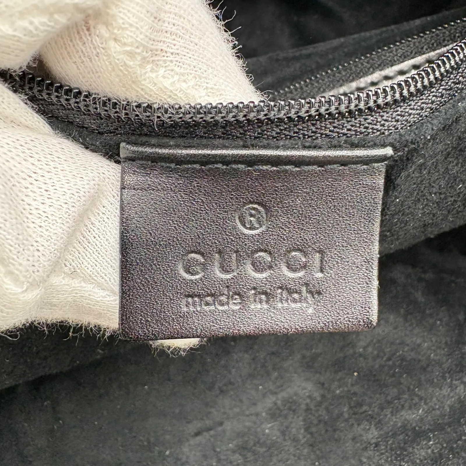 Auth Gucci Tom Ford Era Suede Handbag Black SV Plate 001 4335 2Y6585
