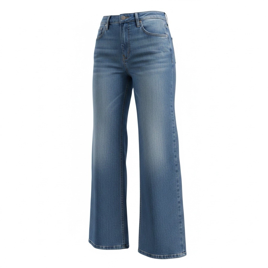 BCBGeneration Womens High Rise Wide Leg Jeans Light Wash Raw Hem Size 7/28