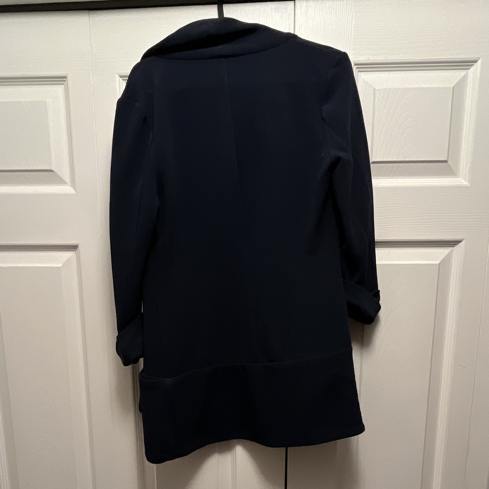 Frenchmauve Melanie Tunic Blazer Blue S Open Front Collared Pockets
