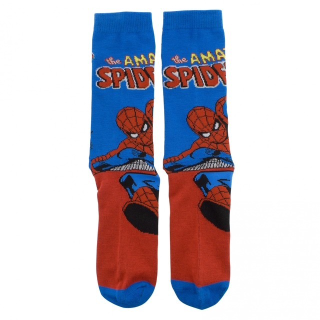 Marvel Amazing Spider-Man Retro Cartoon Character Socks 2-Pairs