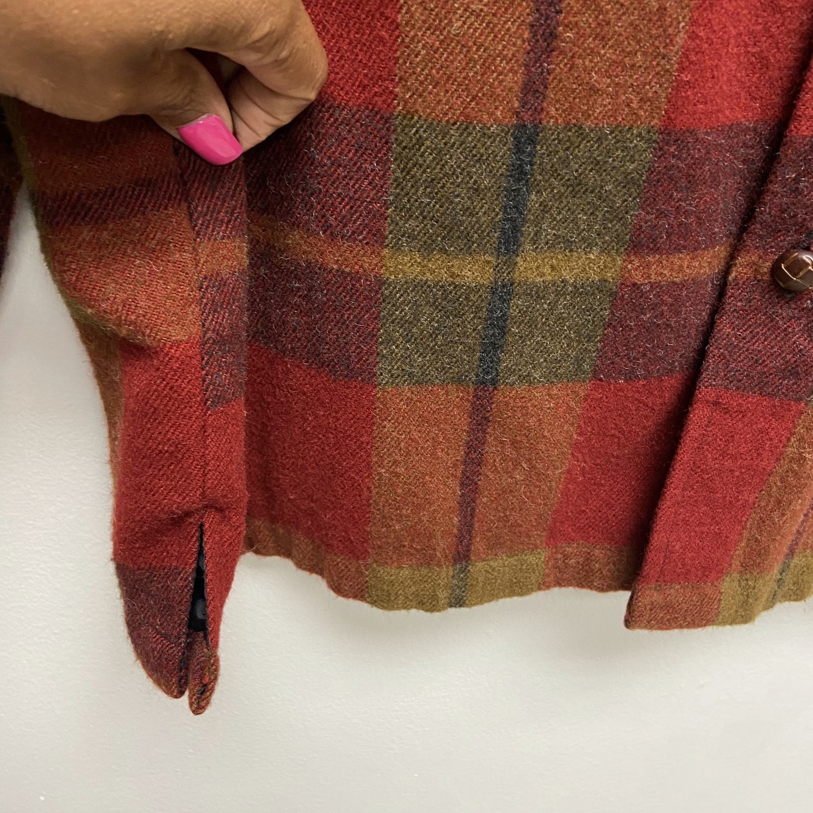 Ivy Crew Shirt Shacket Mens Red Plaid Leather Elbow Pads & Collar Jacket Large