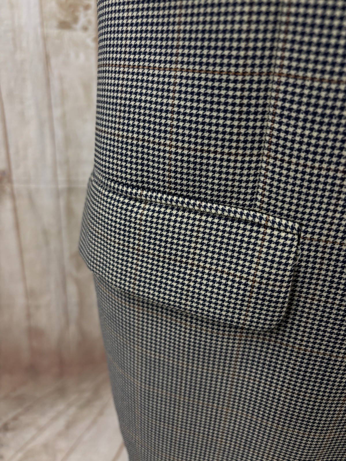 Mens 44 46 LONG Wool Blazer Jacket M&S St Michael Vintage Tweed Check Houndstoot