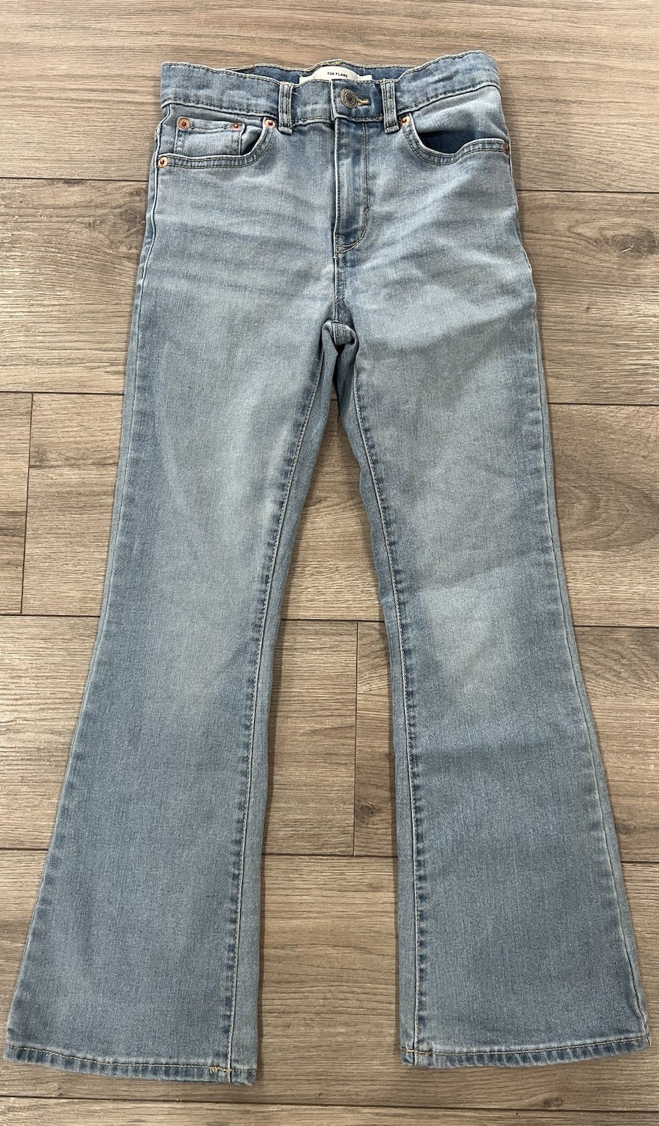 Levi’s 726 Flare Jeans Girls Size 10 Mid Rise Light Wash Blue