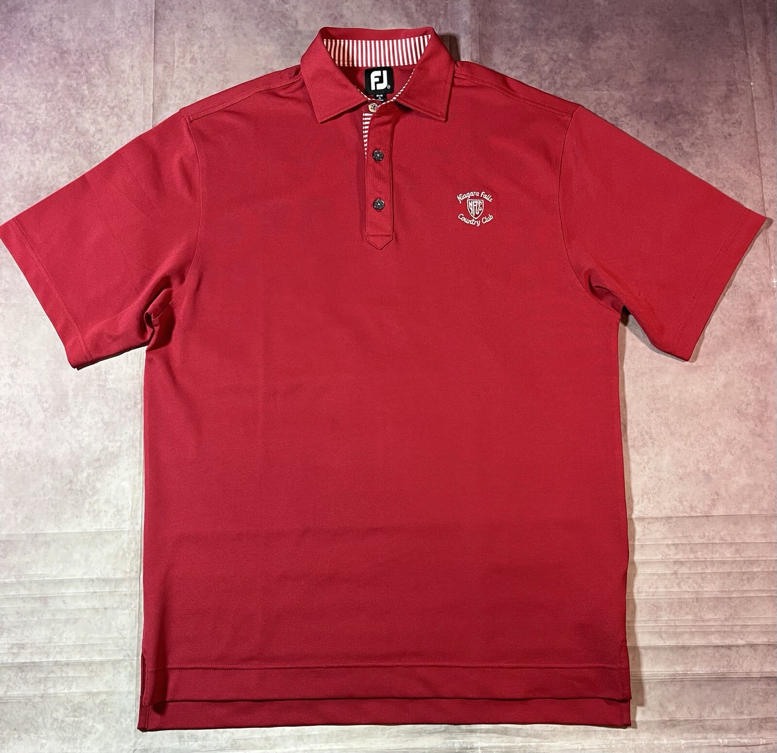 Footjoy FJ Golf Polo Shirt Mens Sz Medium Red Performance PGA Tour Niagara Falls