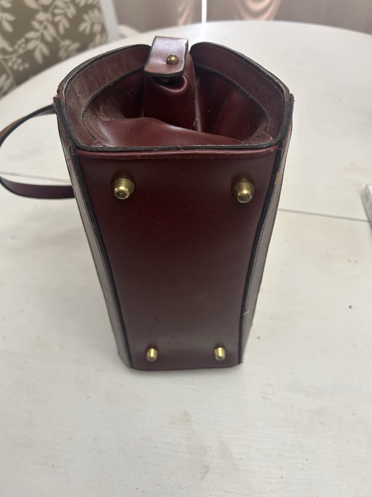 Burlington 1970s Vintage Patchwork Leather Handbag Brown Burgundy Tan Green
