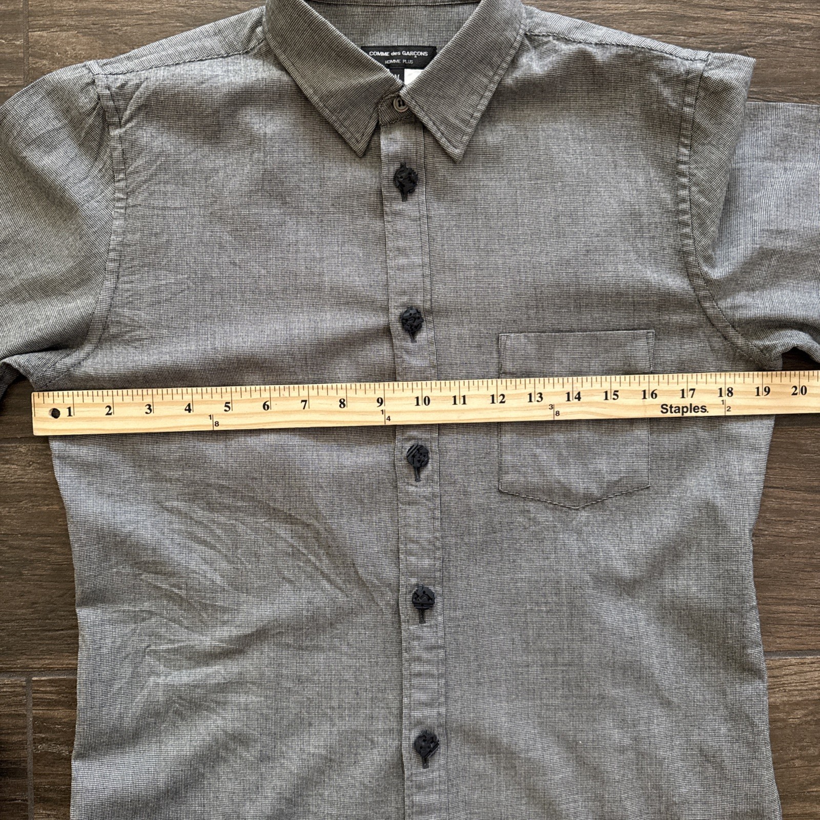 Comme des Garcons Homme Plus Shirt Men Medium Gray Wool Silk Made in Japan