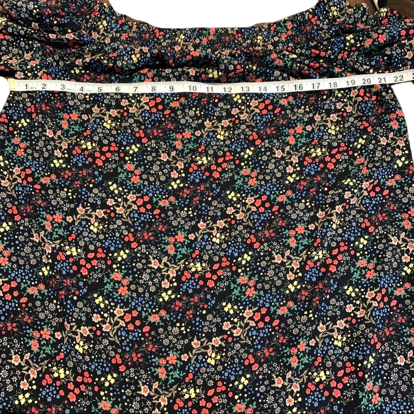 Lucky Brand Ditsy Floral Off The Shoulder Boho Mini Dress Black Multicolor Small
