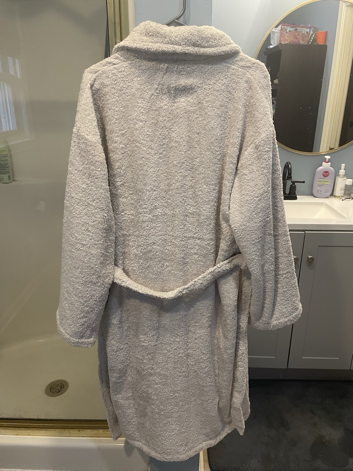 silk&snow Classic Terrycloth Bath Robe Sand M/L Shawl Collar Long Sleeve
