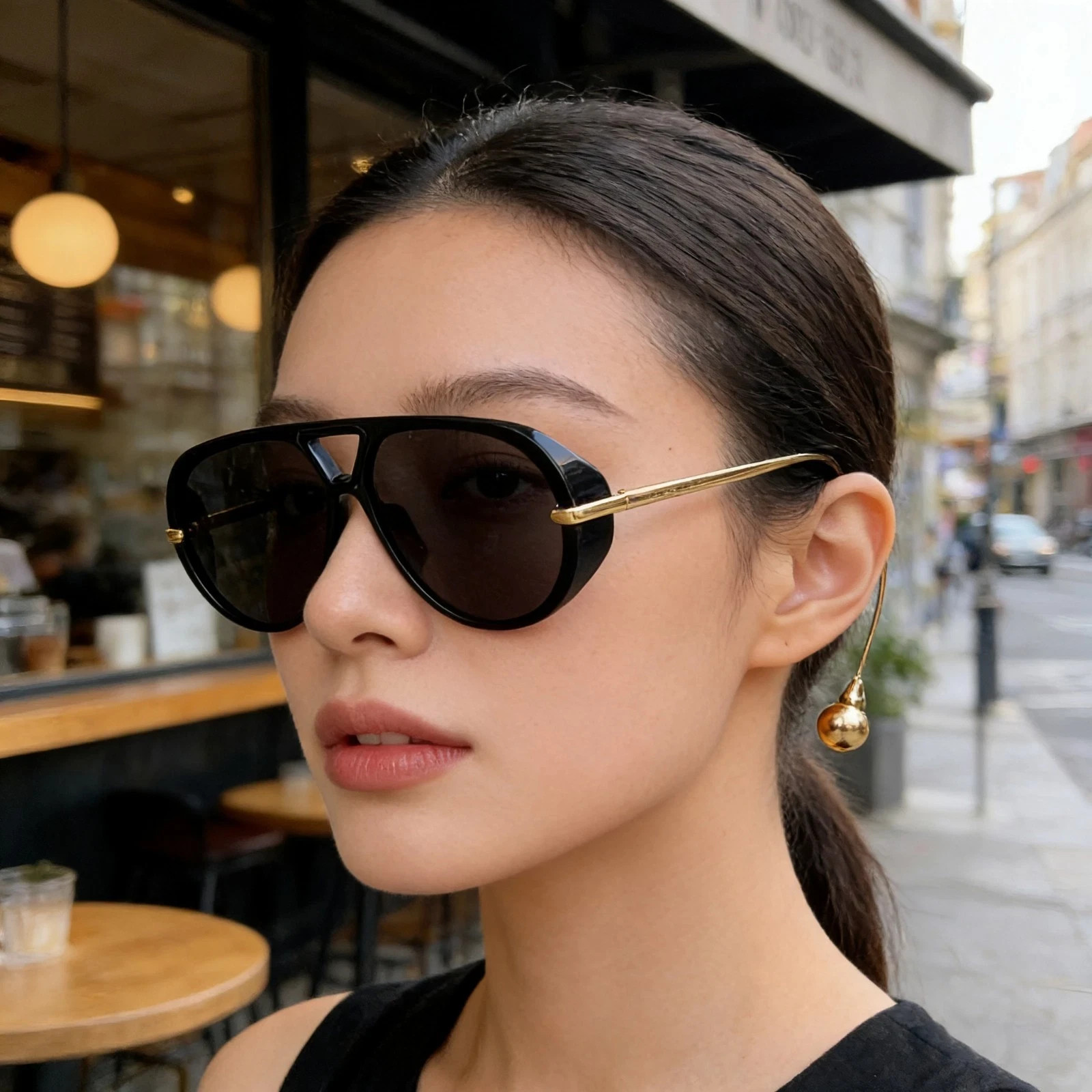 Bottega Veneta BV1273 Women’s Sunglasses Black Frame Gray Lens Oversized New