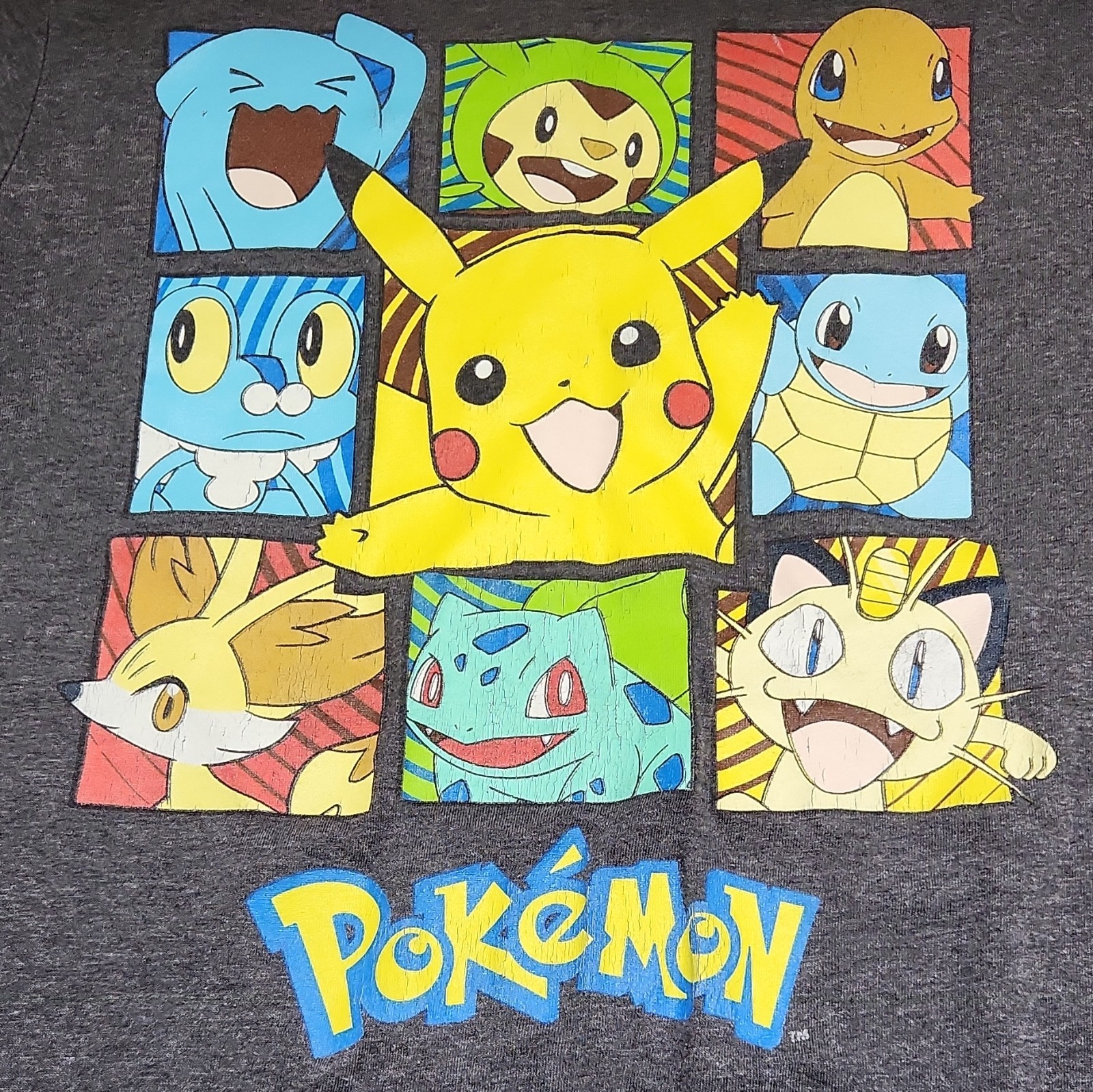 Pokémon Boys XL Gray Graphic Print T-Shirt Crew Neck Short Sleeve Pikachu Tee
