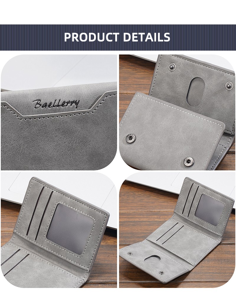 Men Slim Wallet Trifold PU Leather Front Pocket Credit Card Holder Handbag Purse