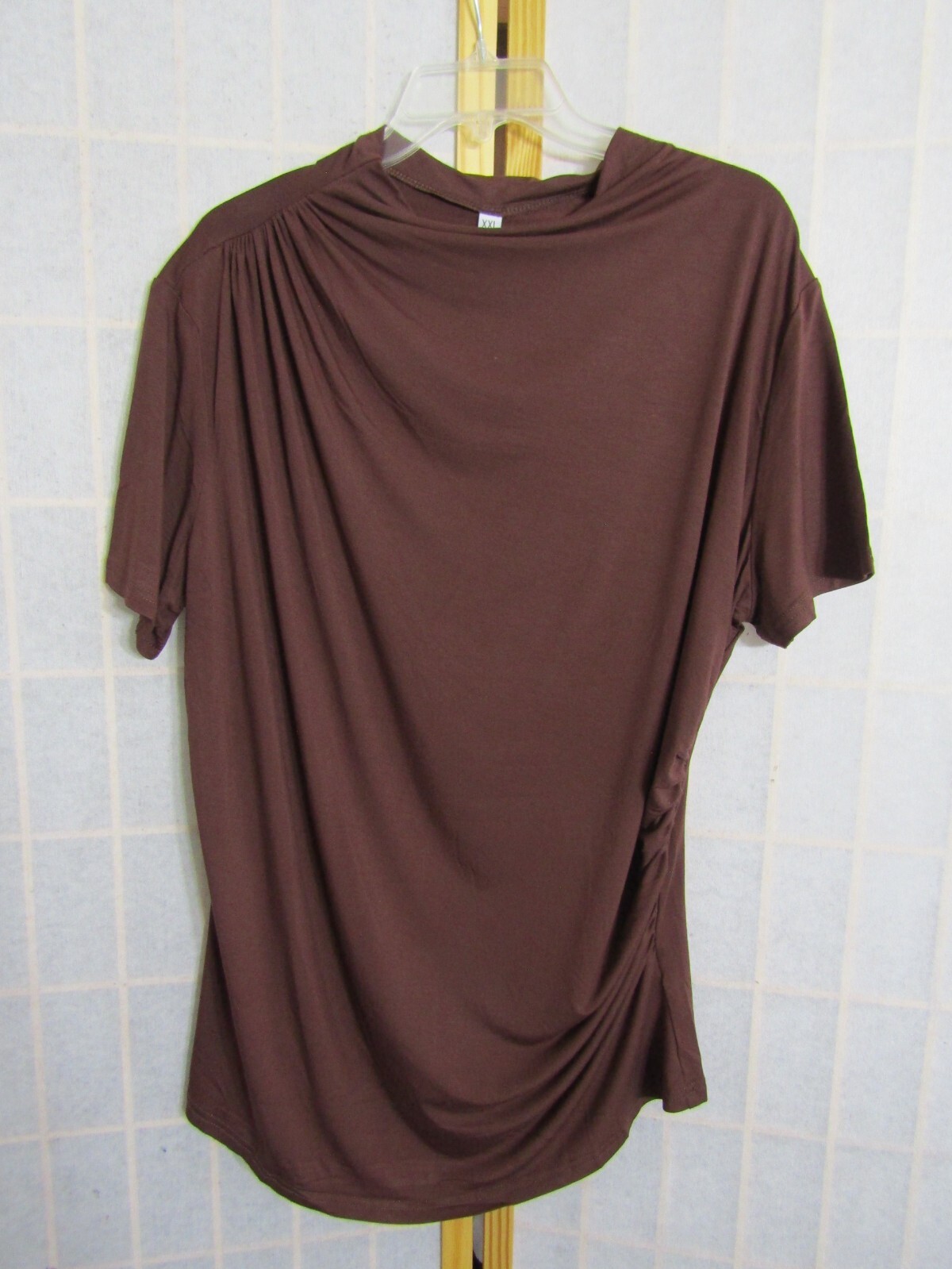 NWT Avanova Brown Mock Neck Slim Fit Ruched Dressy Top Women’s Size XXL