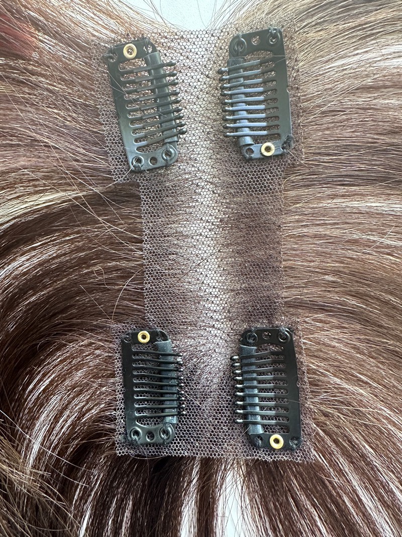 2″x4.3″Traceless Lace 100%Human Hair Topper Cover Parting Line Head Top-13grams
