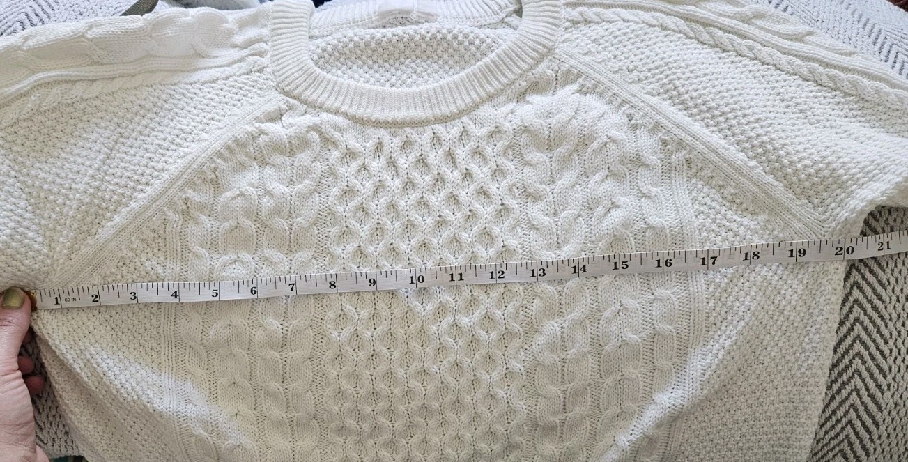Gap Cable Knit Chunky Fisherman’s Sweater Pullover White Women’s Size Large L