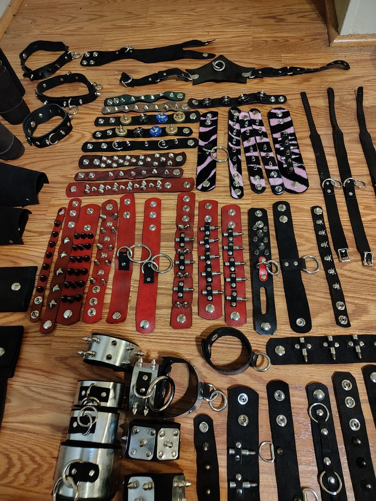 HUGE LOT of Leather Accessories Cuffs Collars Gauntlets Belts Wallets Goth Punk