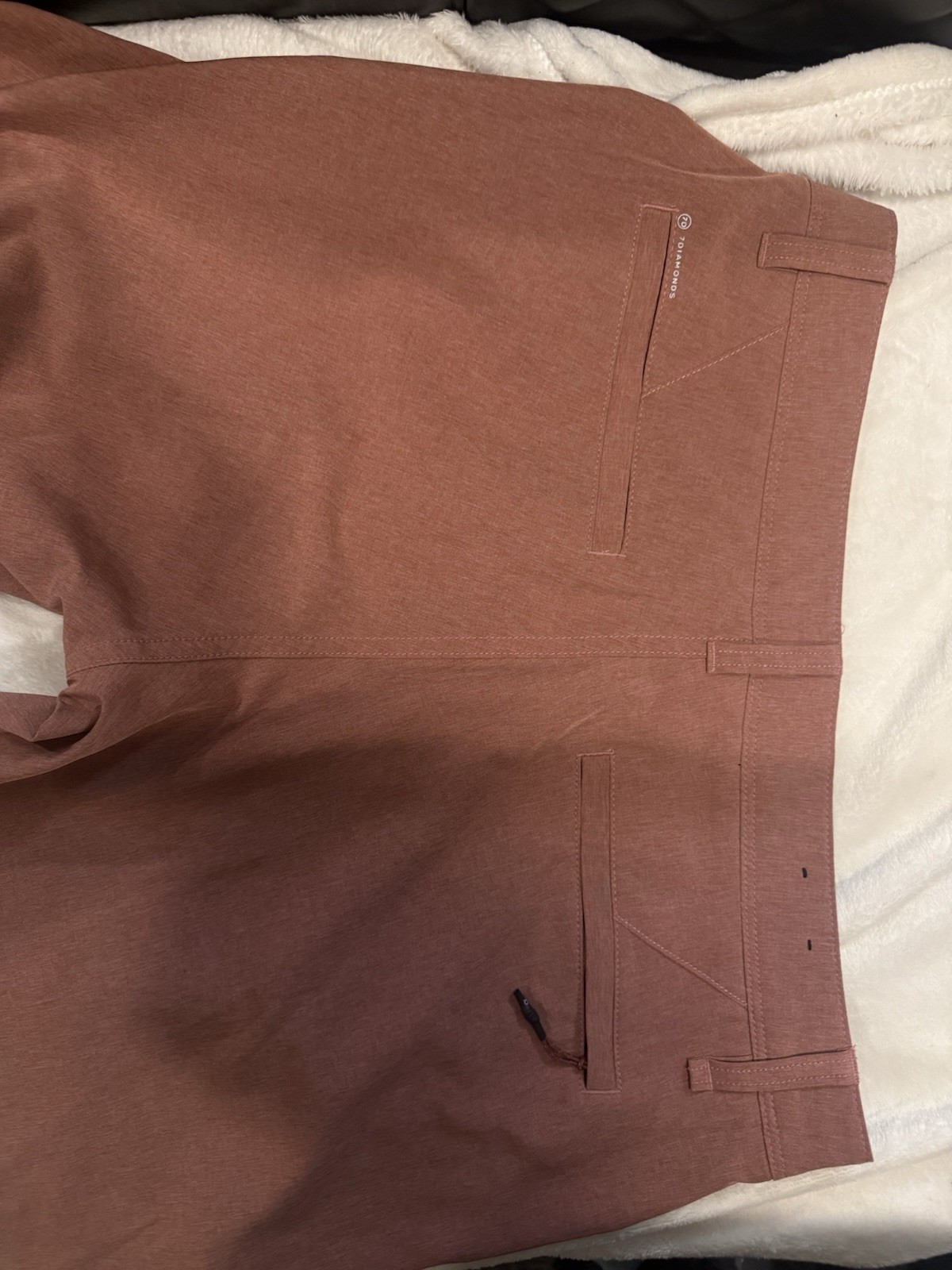 7 Diamonds Men’s Brown Stretch Chino Shorts Flat Front Slash Pockets Solid