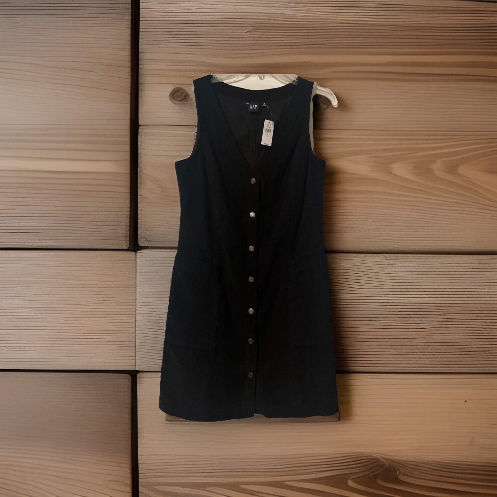 90s Corduroy Button side Pockets Sleeveless Sz8 Black suitable all occasions
