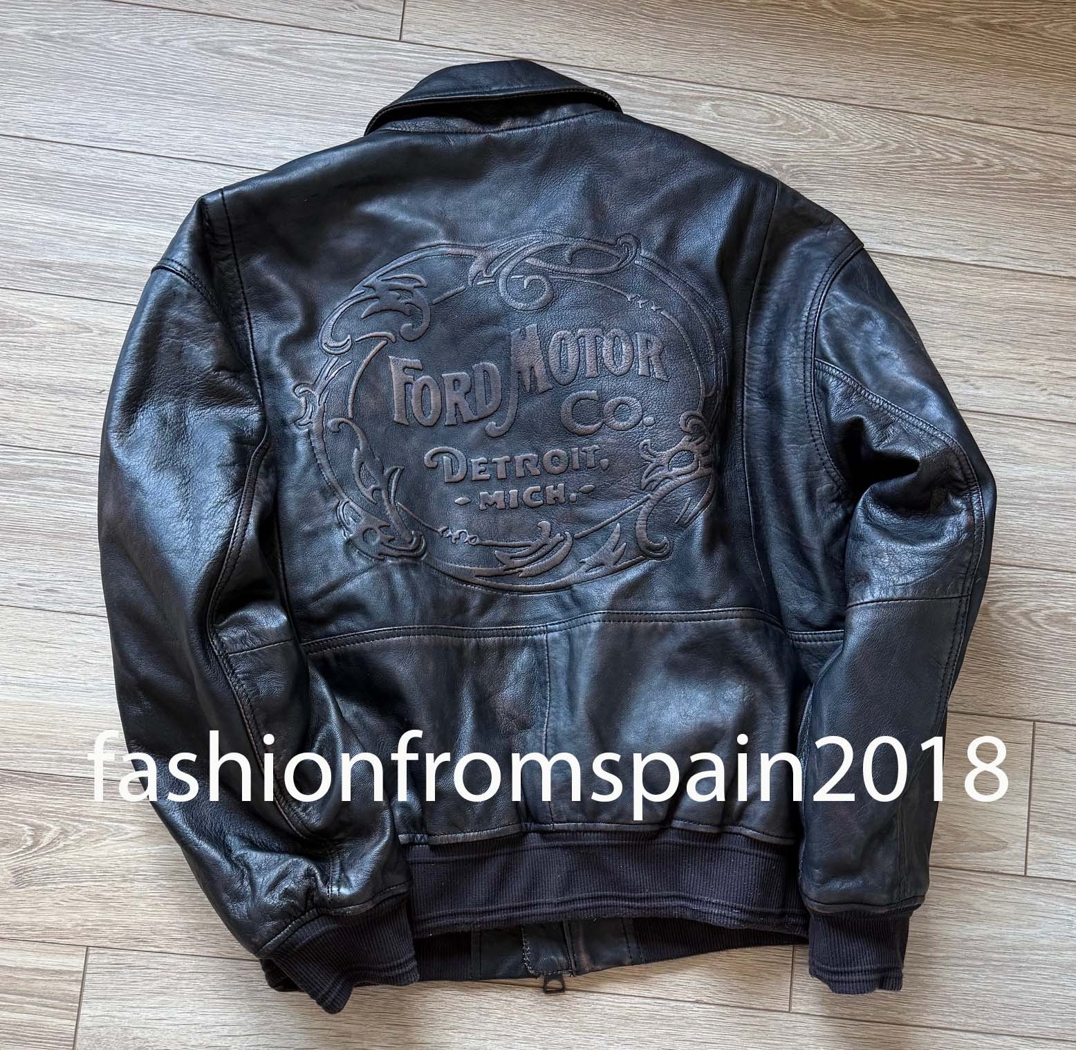 ZARA NEW MAN FORD © LEATHER BOMBER JACKET BROWN S-XL 5388/900/700