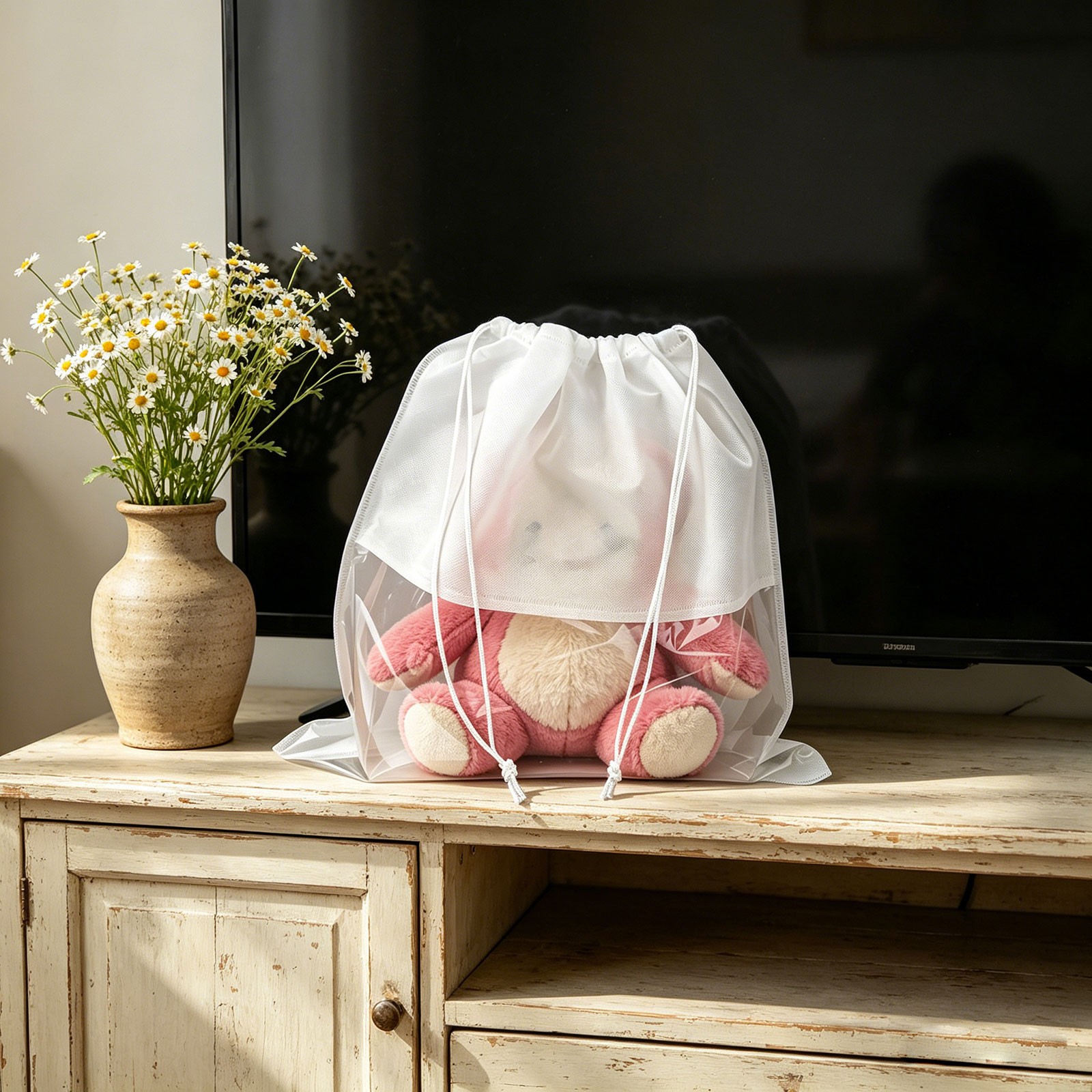 15PCS Dust Bags for Handbags Clear Purse Storage Covers Drawstring 3 Size Travel