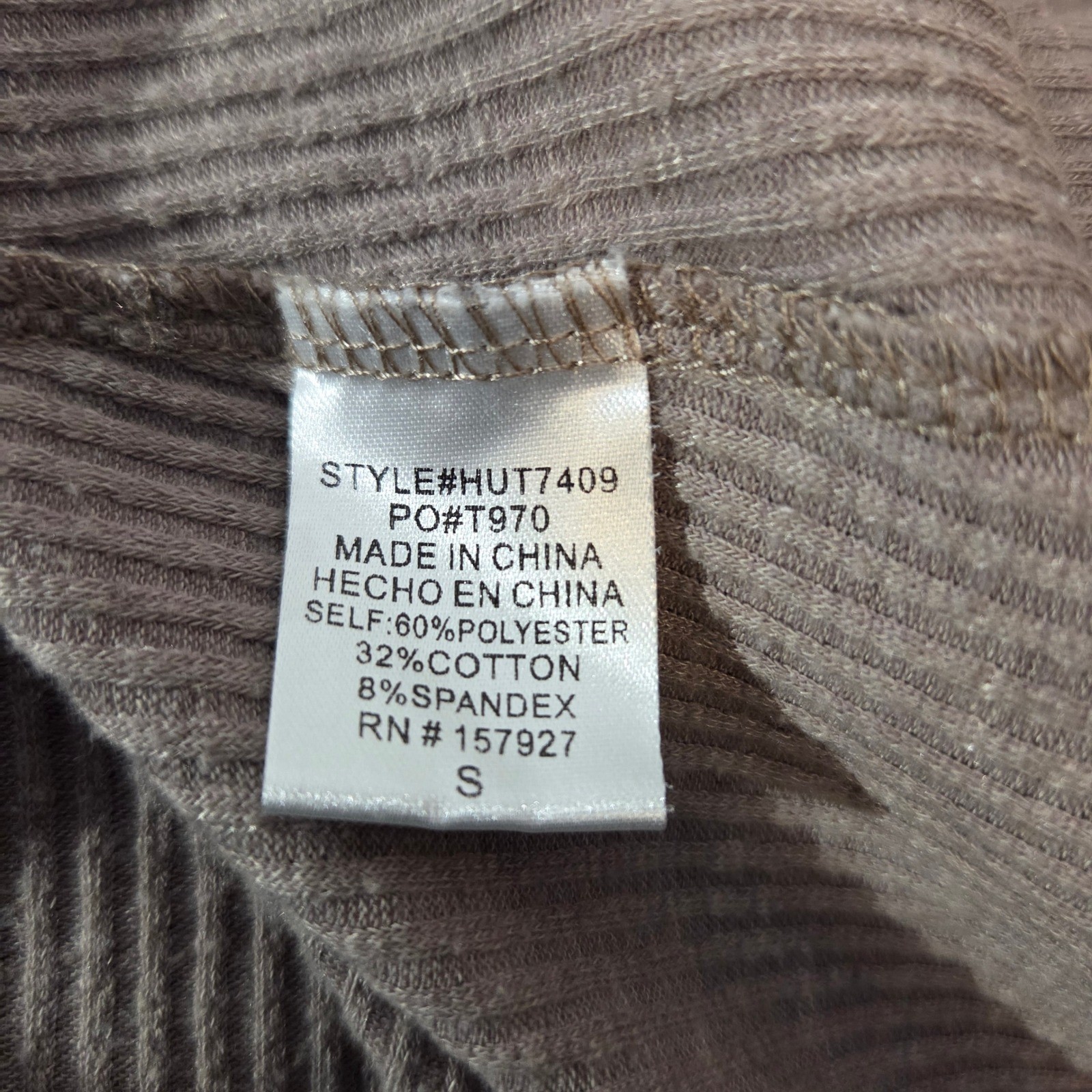 La Miel Womens Small Taupe Brown Ribbed Knit Henley Top Button Cuff Bella Swan