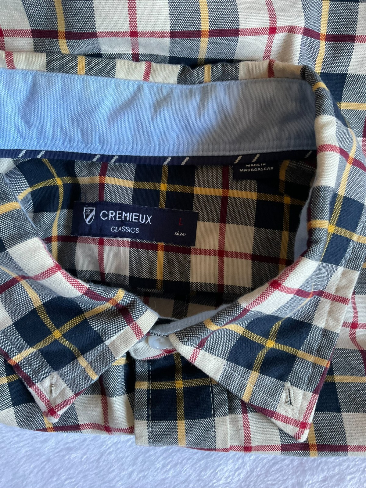 Cremieux Classics Men’s L Plaid Button‑Up Shirt Long Sleeve Casual