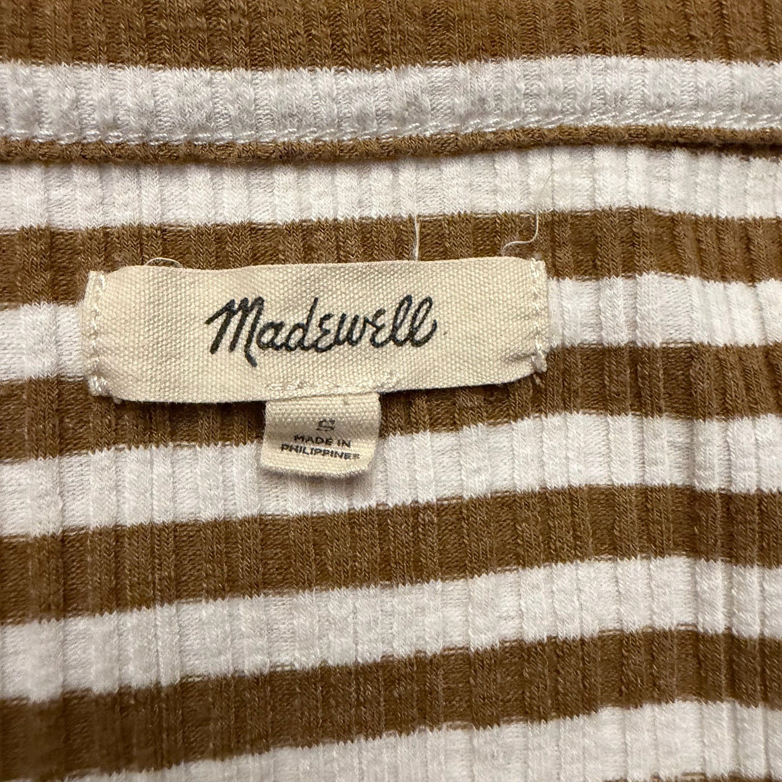 Madewell Brown and White Striped Long Sleeve Women’s Shirt Size Small