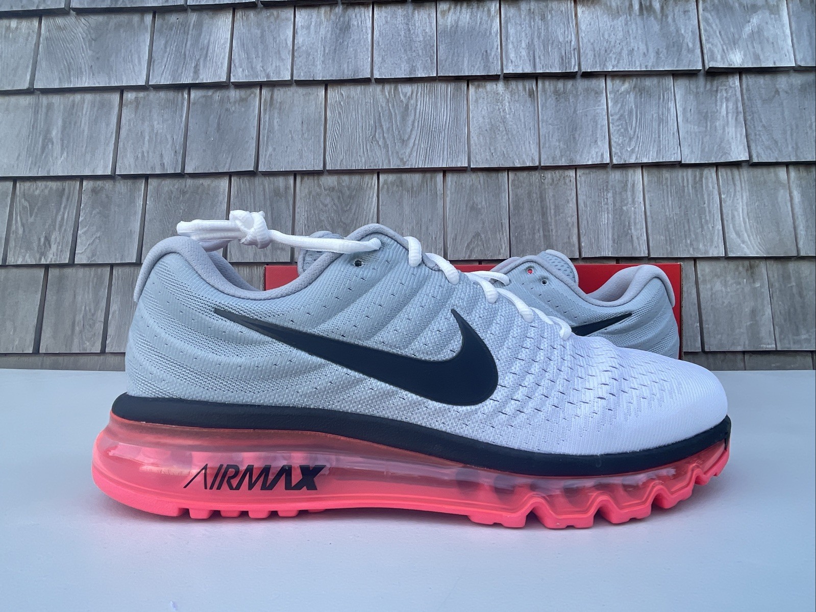 Nike Air Max 2017 Running Shoes White Grey Pink 849559-106 Men’s Size 15 NEW