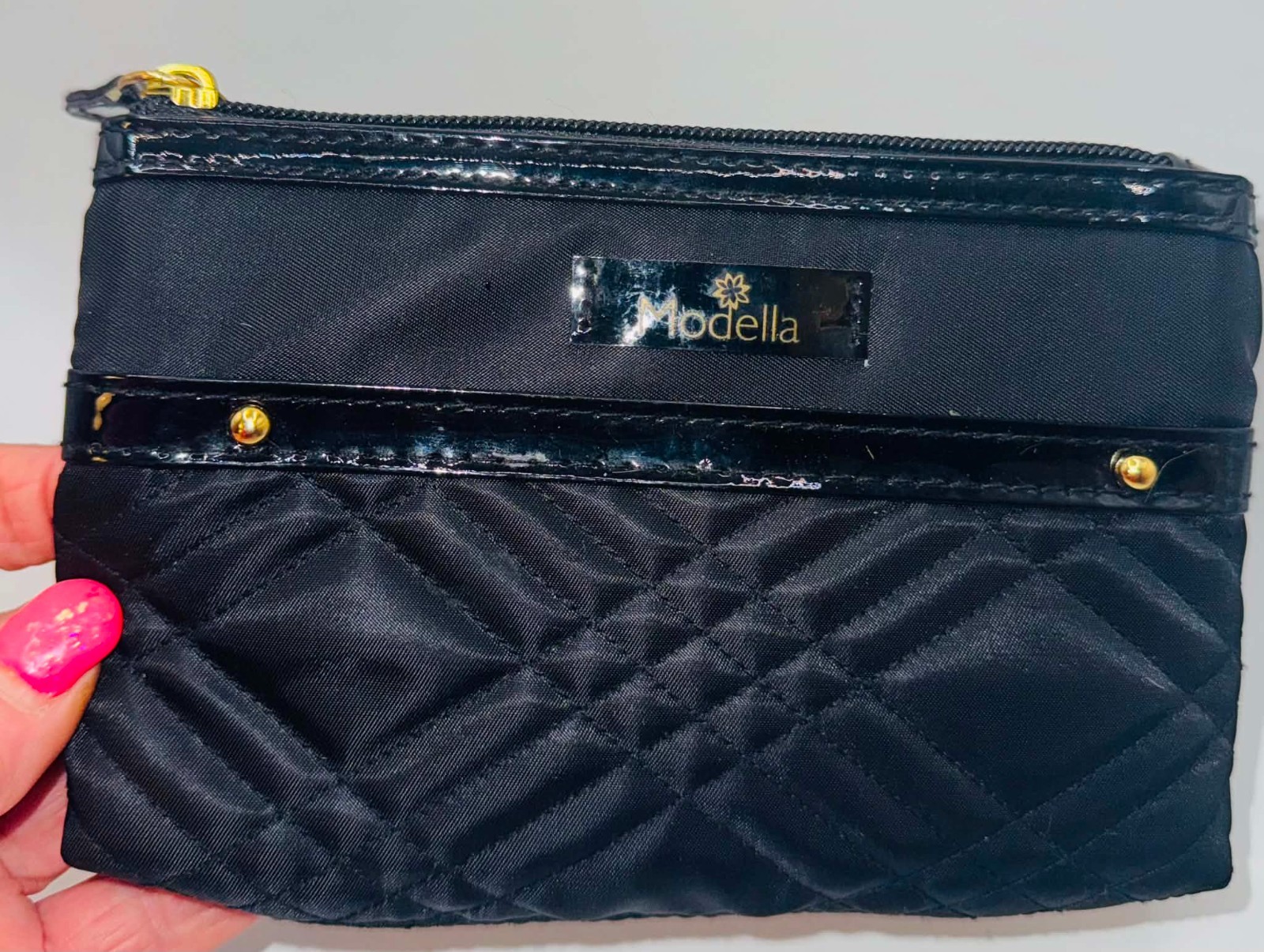 Handbag “Modella” Black Faux leather Shiny Tim Makeup Bag Pre-Owned