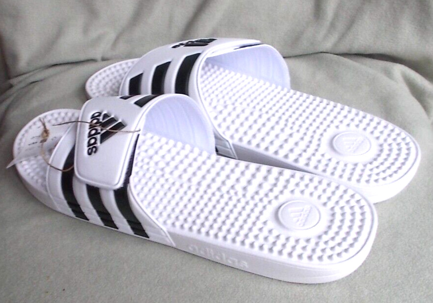 adidas Adissage Slides Sandal, White/Black/White, 18 US Men, $35 NEW