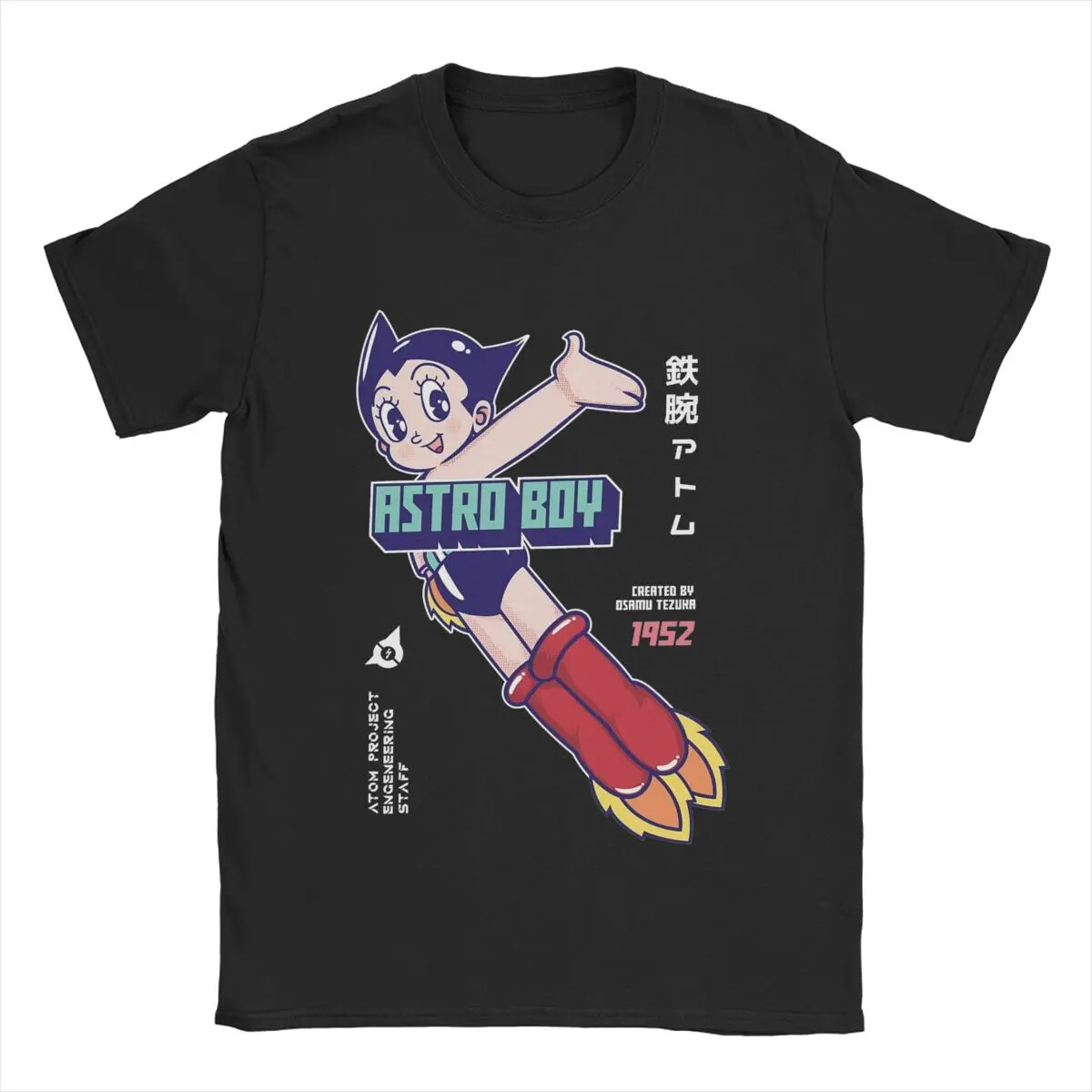 Men’s T-Shirt Astro Boy Anime Vintage Pure Cotton Tee Shirt Short Sleeve