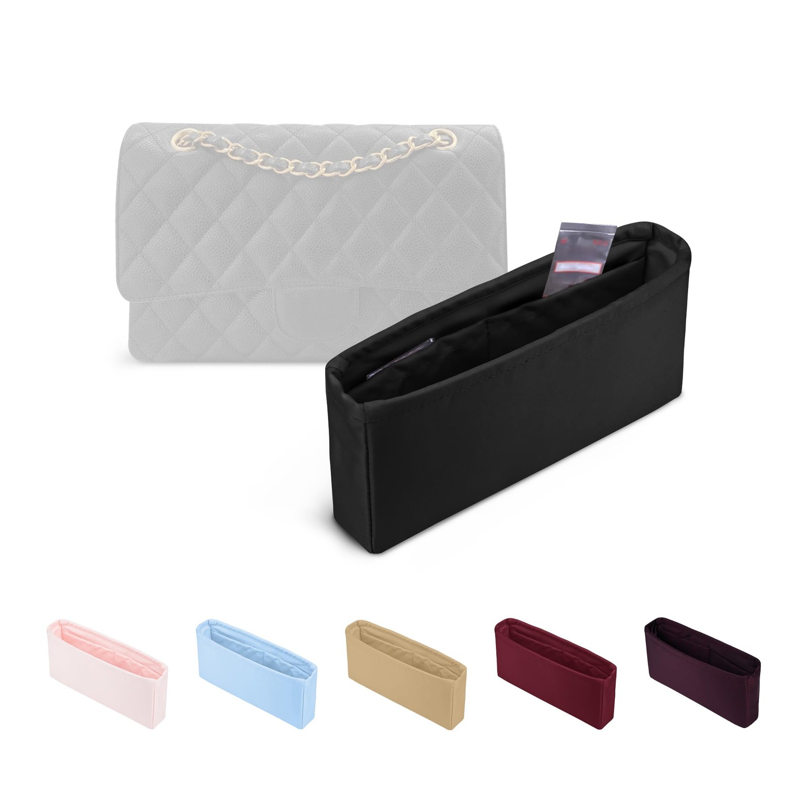 KINGS IN BAG Purse Organizer for Chanel Mini Classic Flap, Black