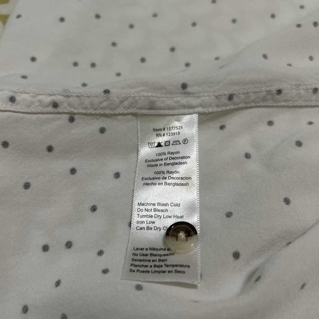 JACHS Girlfriend White/Black Polka Dot Button-Up Blouse M