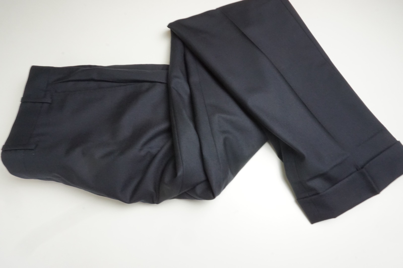 Corneliani Solid Dark Blue 100% Wool Dress Pants Sz 50R EU BRAND NEW