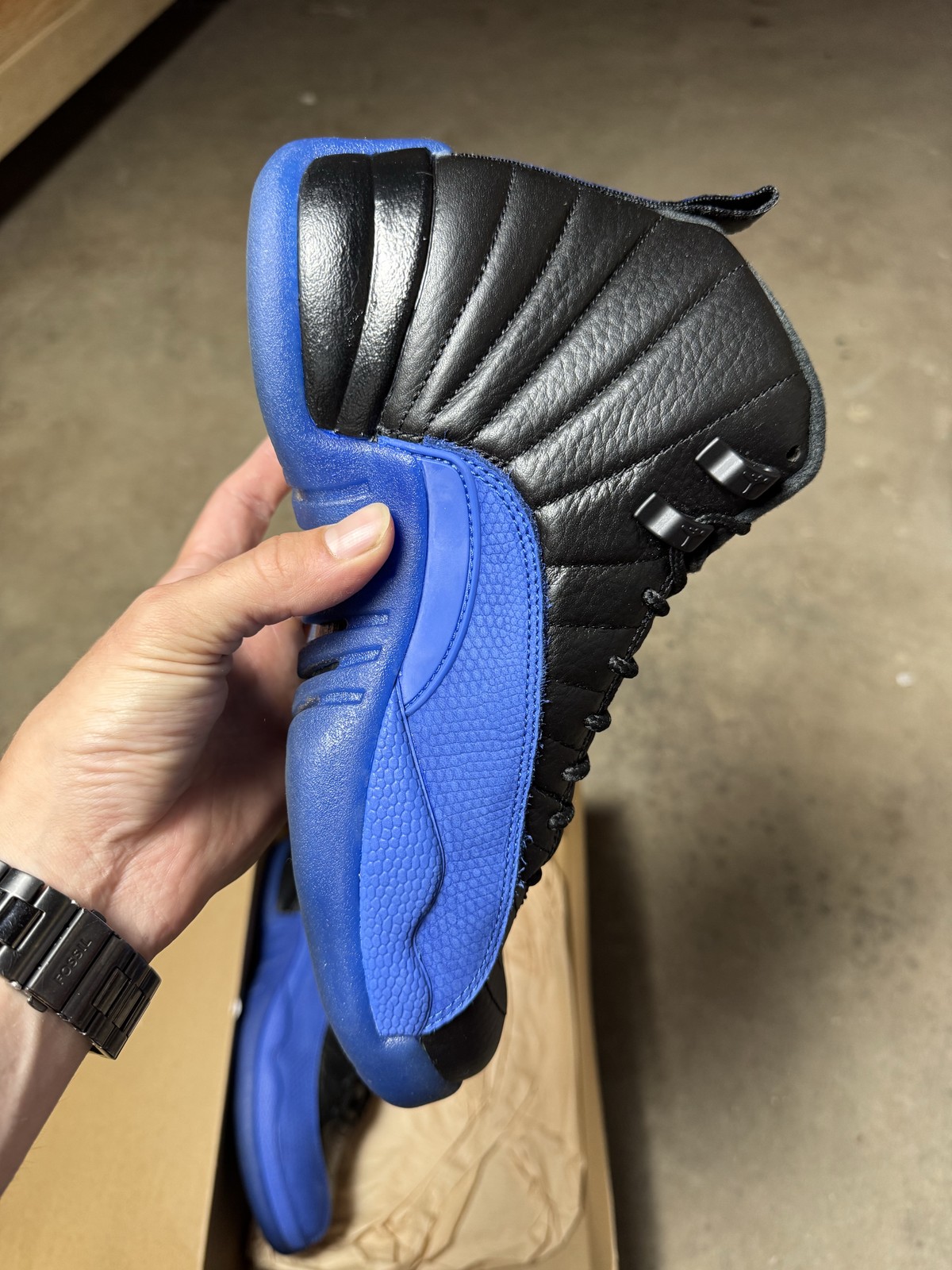 Size 8M/9.5W – Jordan 12 Retro Black Game Royal 130690-014 Pre-Owned