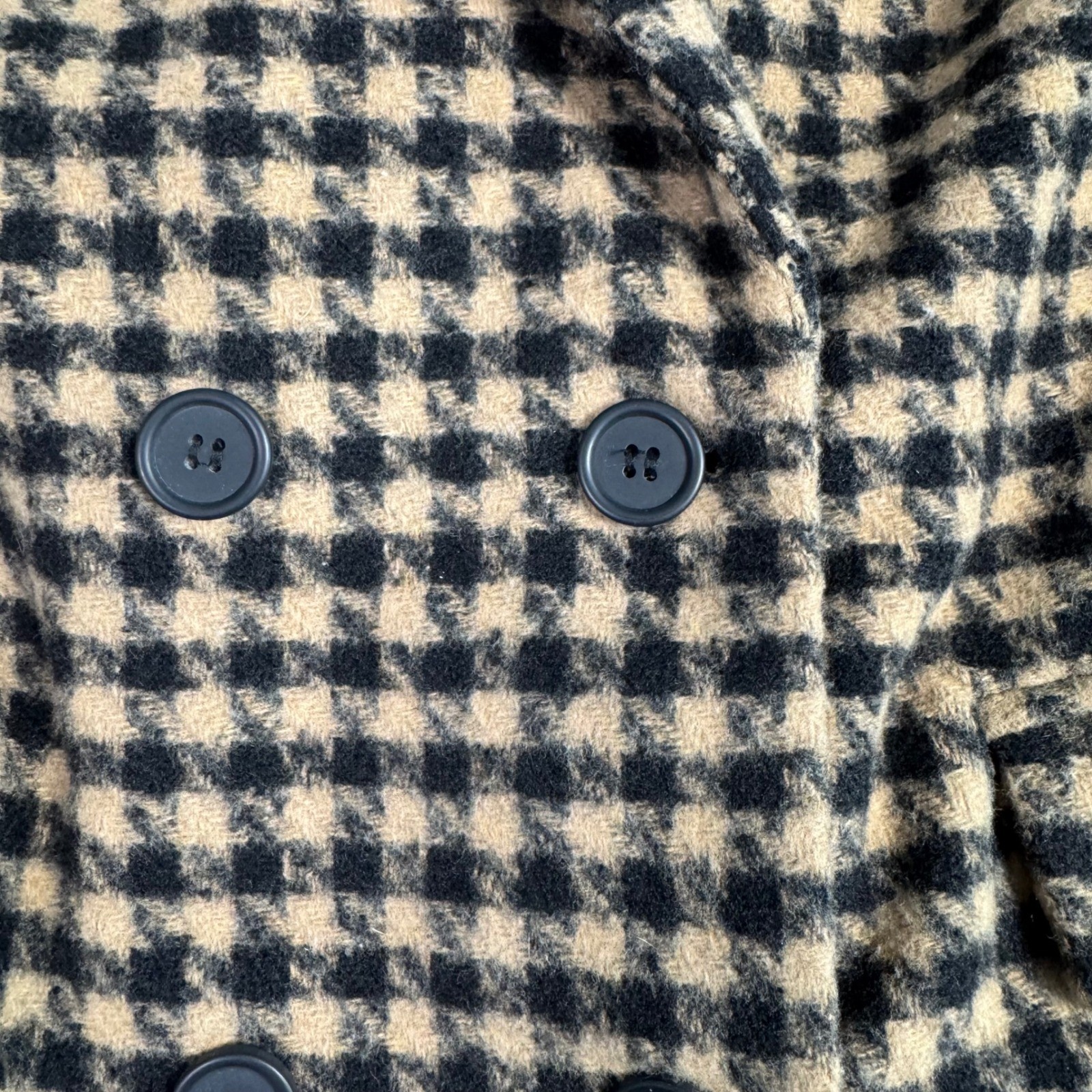 BLANKNYC Womens Houndstooth Wool Blend Double Breasted Blazer Jacket L Black