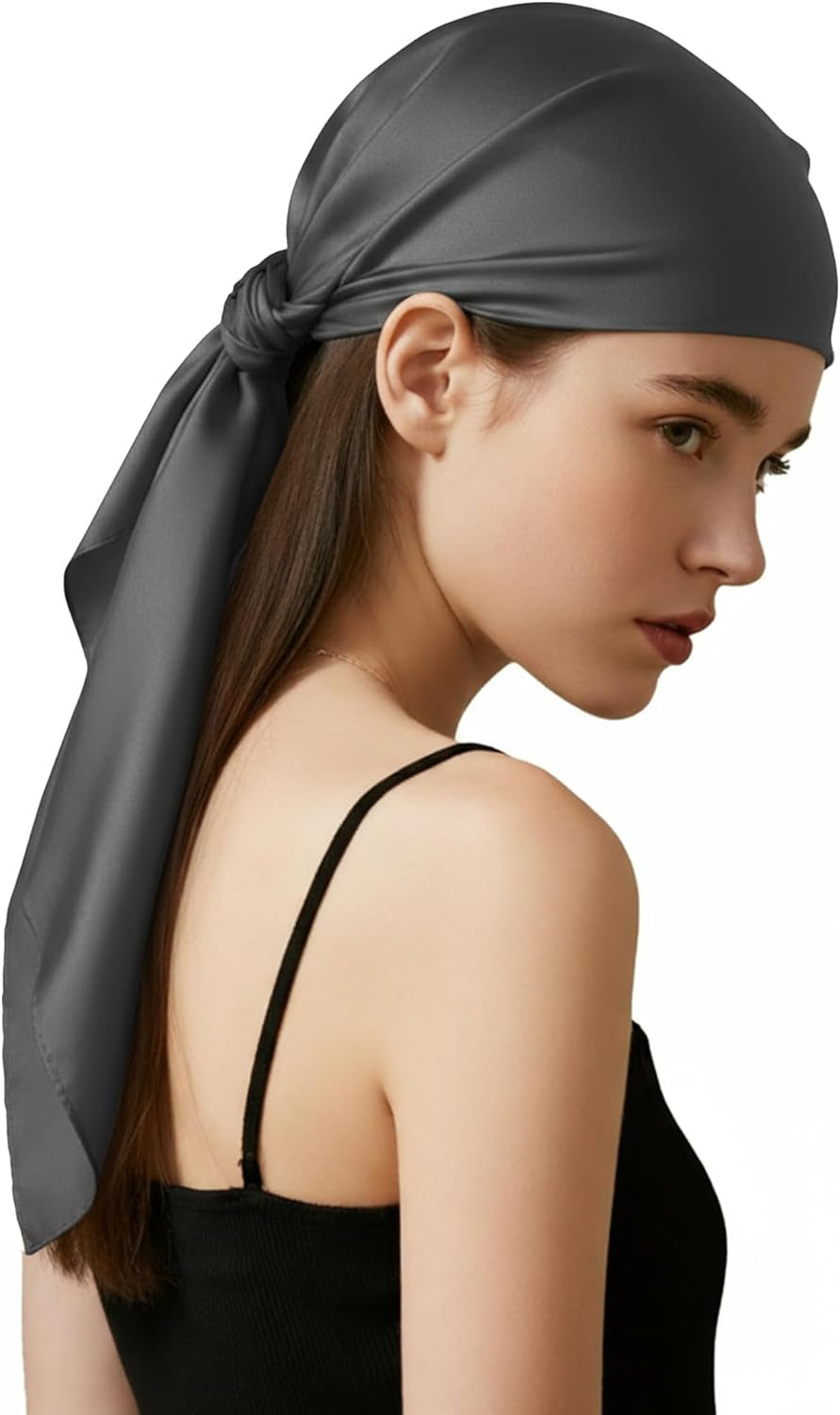 Bandanas for Women 35″ Square Silk-Like Satin Head Scarf with Gift Set (Box & Ca