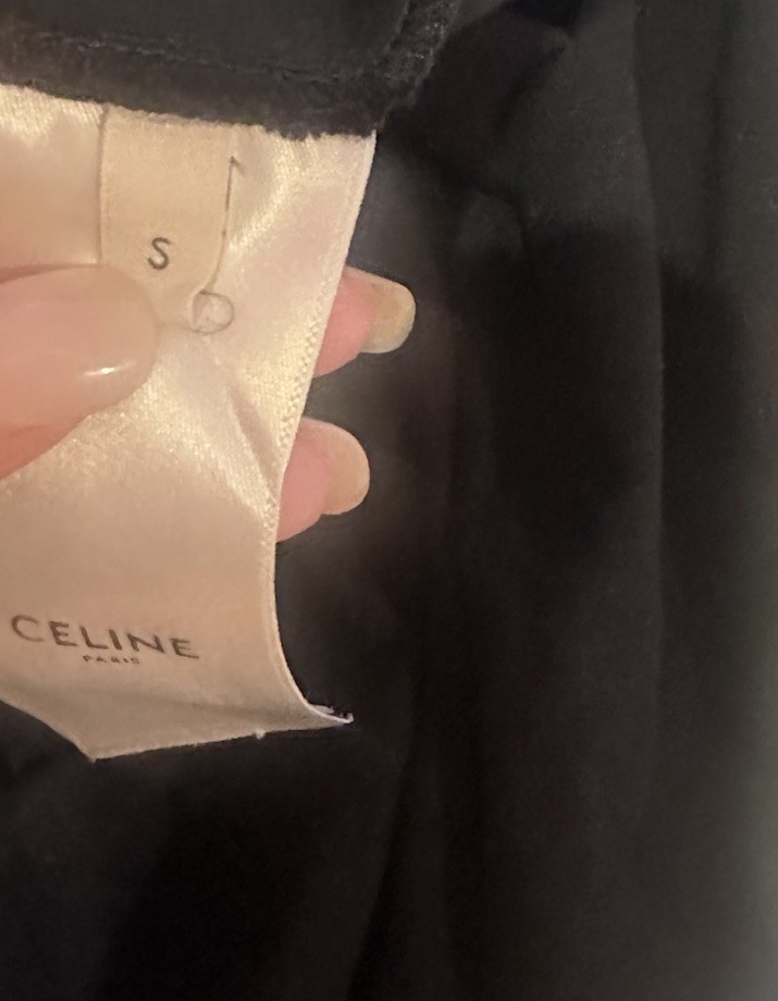 CELINE Women’s Black/Gold Logo Graphic Ringer Crew Neck T-Shirt Size S