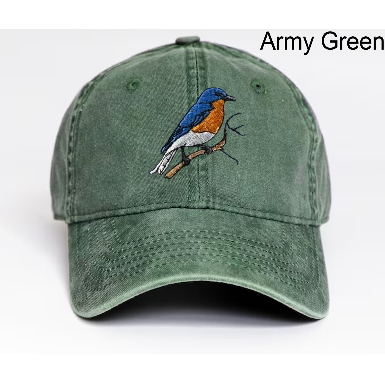 BlueBird Embroidered Baseball Hat, Low Profile Dad Cap, Eastern Blue Bird, Gift