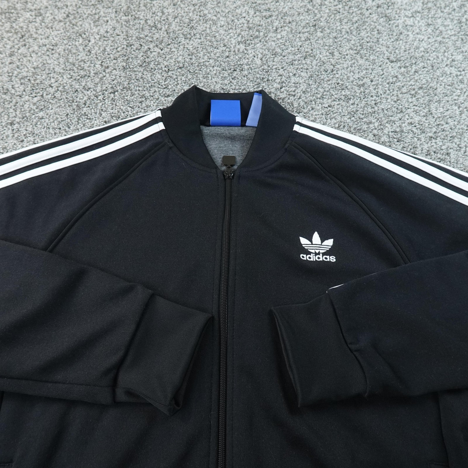 Adidas Jacket Mens L Black Firebird Trefoil Track Full Zip Athletic Coat Workout