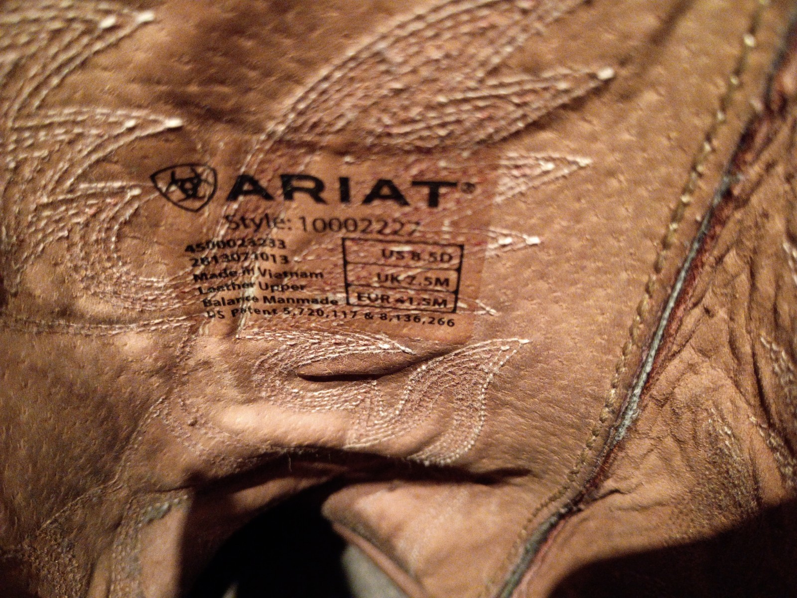 ARIAT HERITAGE BROWN BULLHIDE LEATHER SQUARE TOE COWBOY BOOTS 10002227 MENS 8.5D