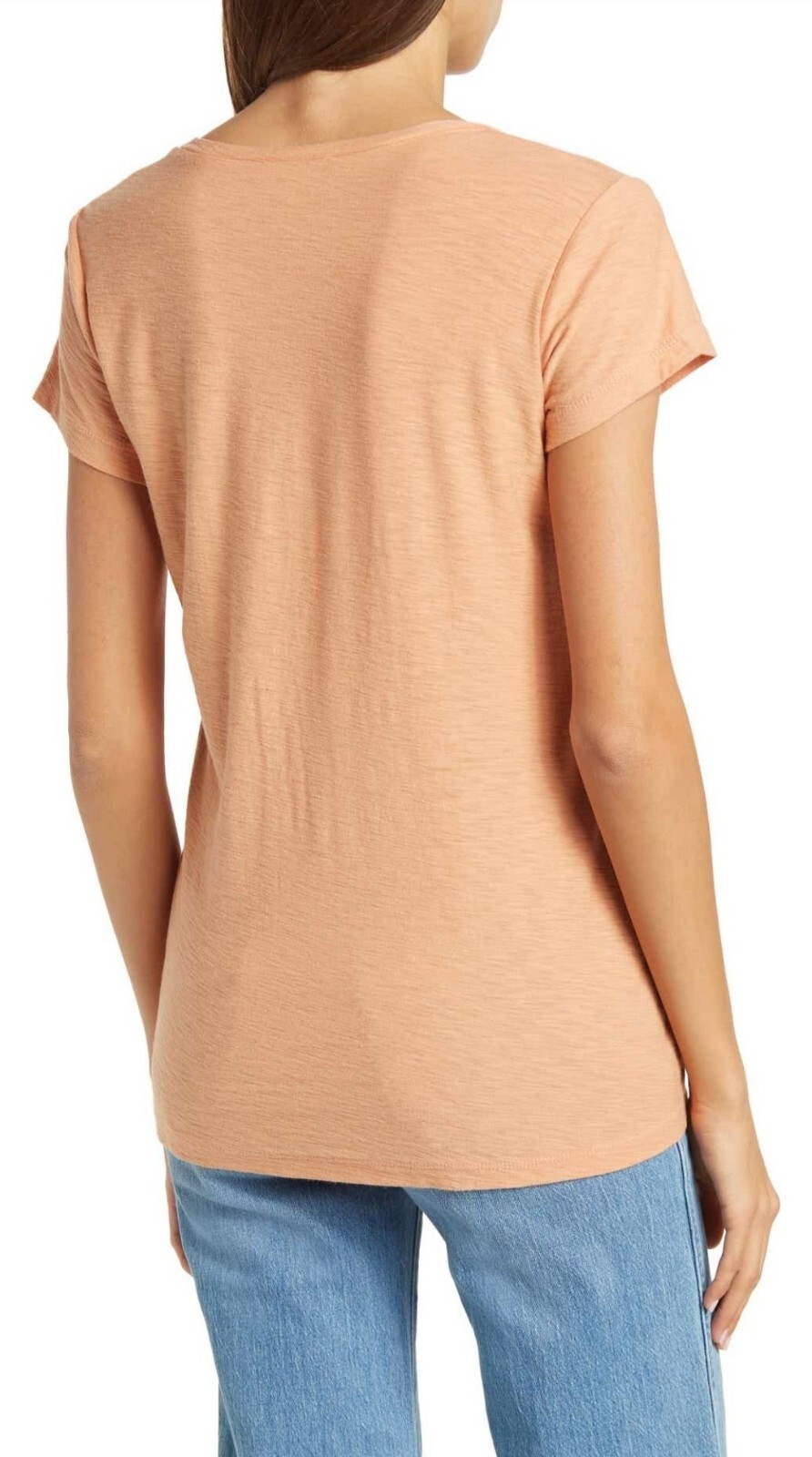 Standard James Perse Womens T-Shirt Deep U-Neck Villa Size 2(M) Peach Tee NEW