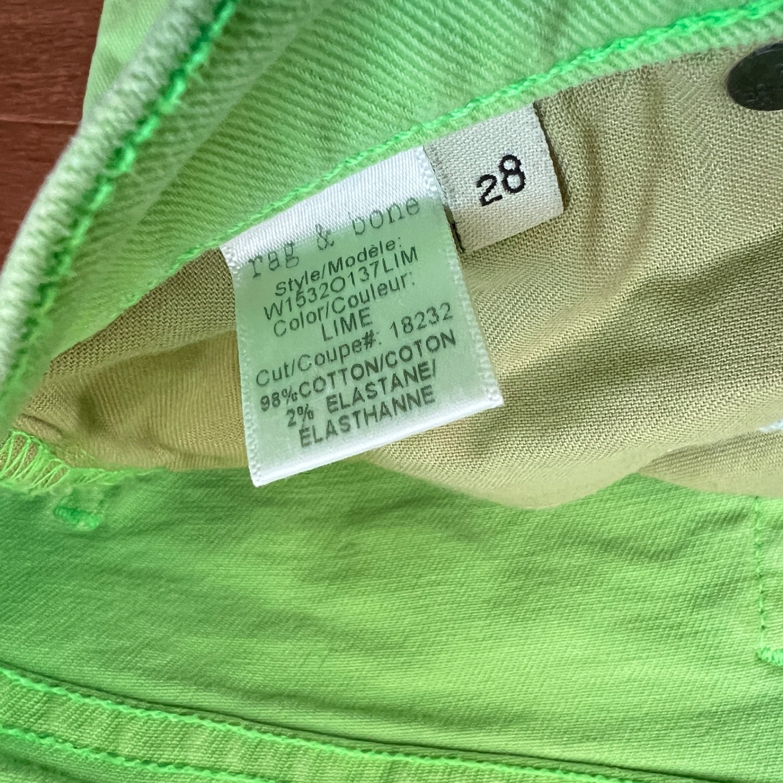 Rag & Bone Jeans Women’s Size 28 Lime Green High-Rise Skinny