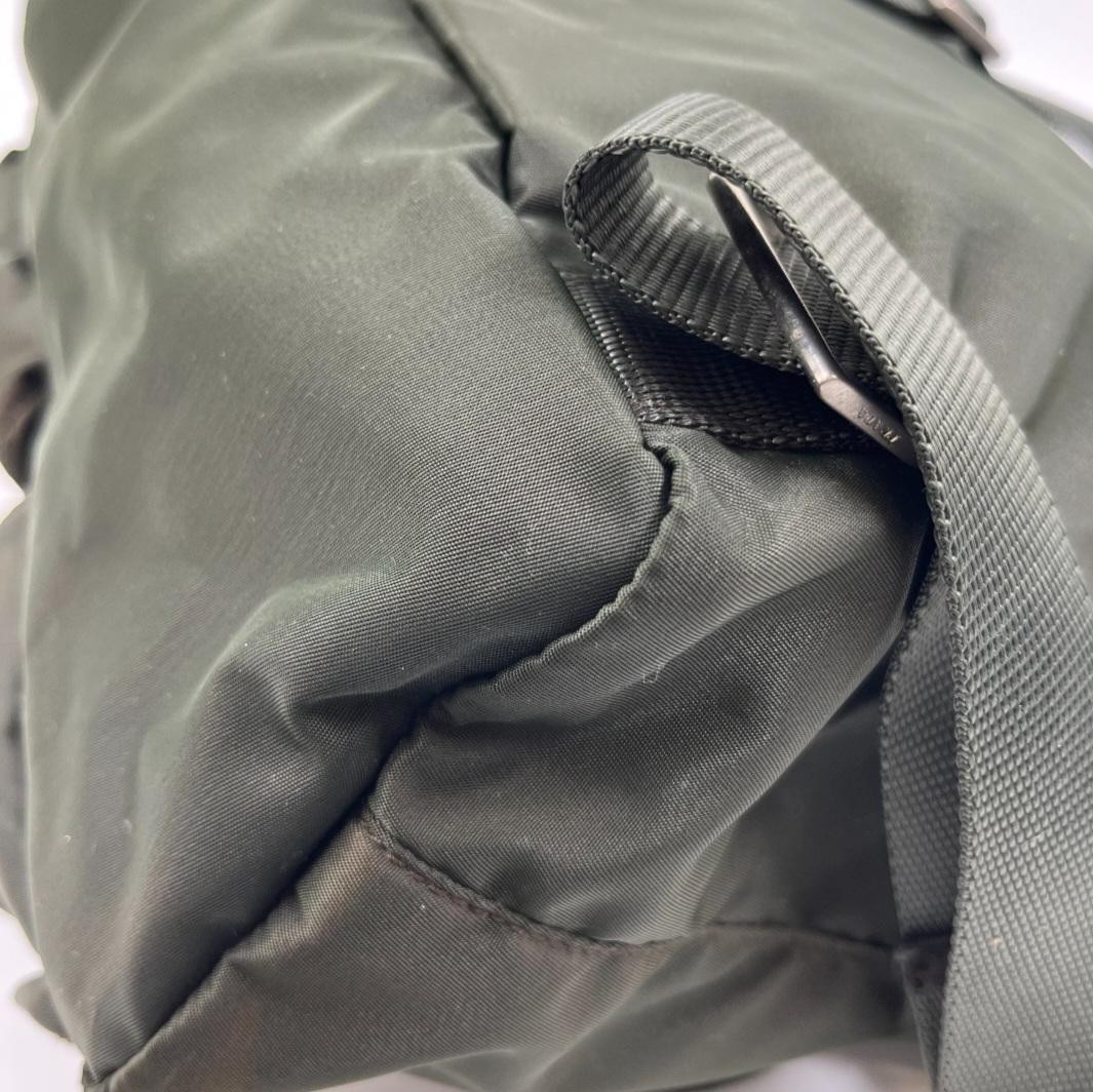 Prada Khaki Nylon Backpack Triangle Logo White Tag Japan Rare 072271