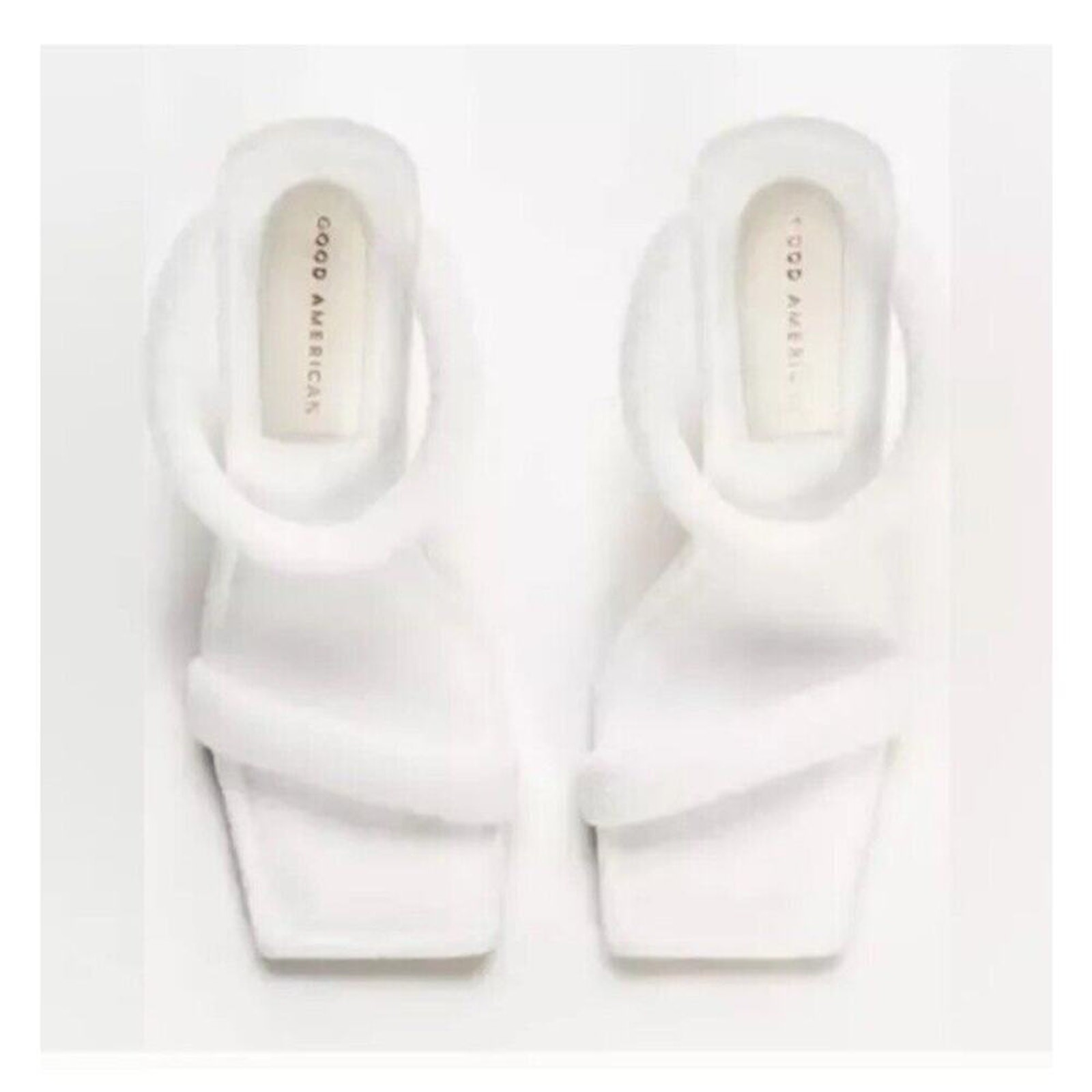 Good American White Terry Cloth Mule Sandals 4” Heel Size 11 NWT Resort