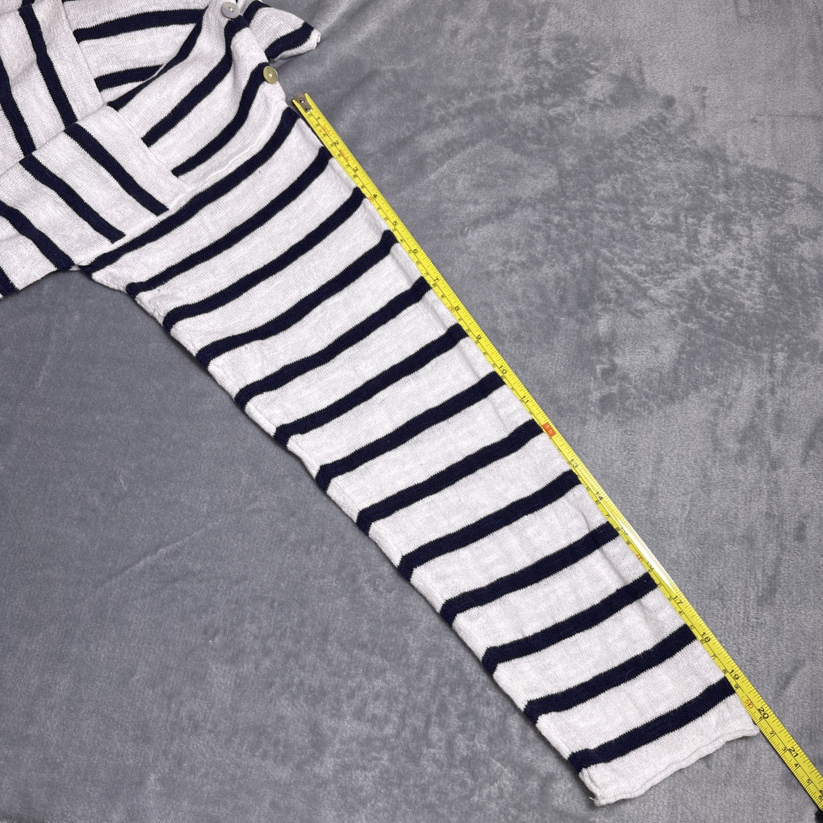Eileen Fisher Womens Navy & White Linen Cotton Stripe Knit Sweater 1X Drapey