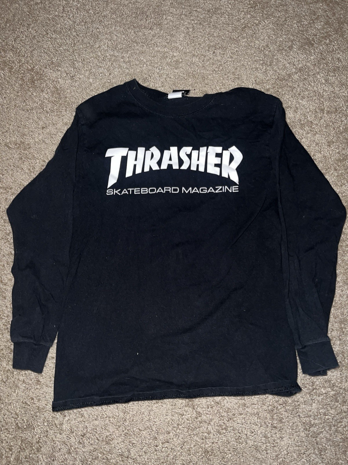 Thrasher Skateboard Magazine Mag Logo Men’s Long Sleeve T-Shirt Black Size Small