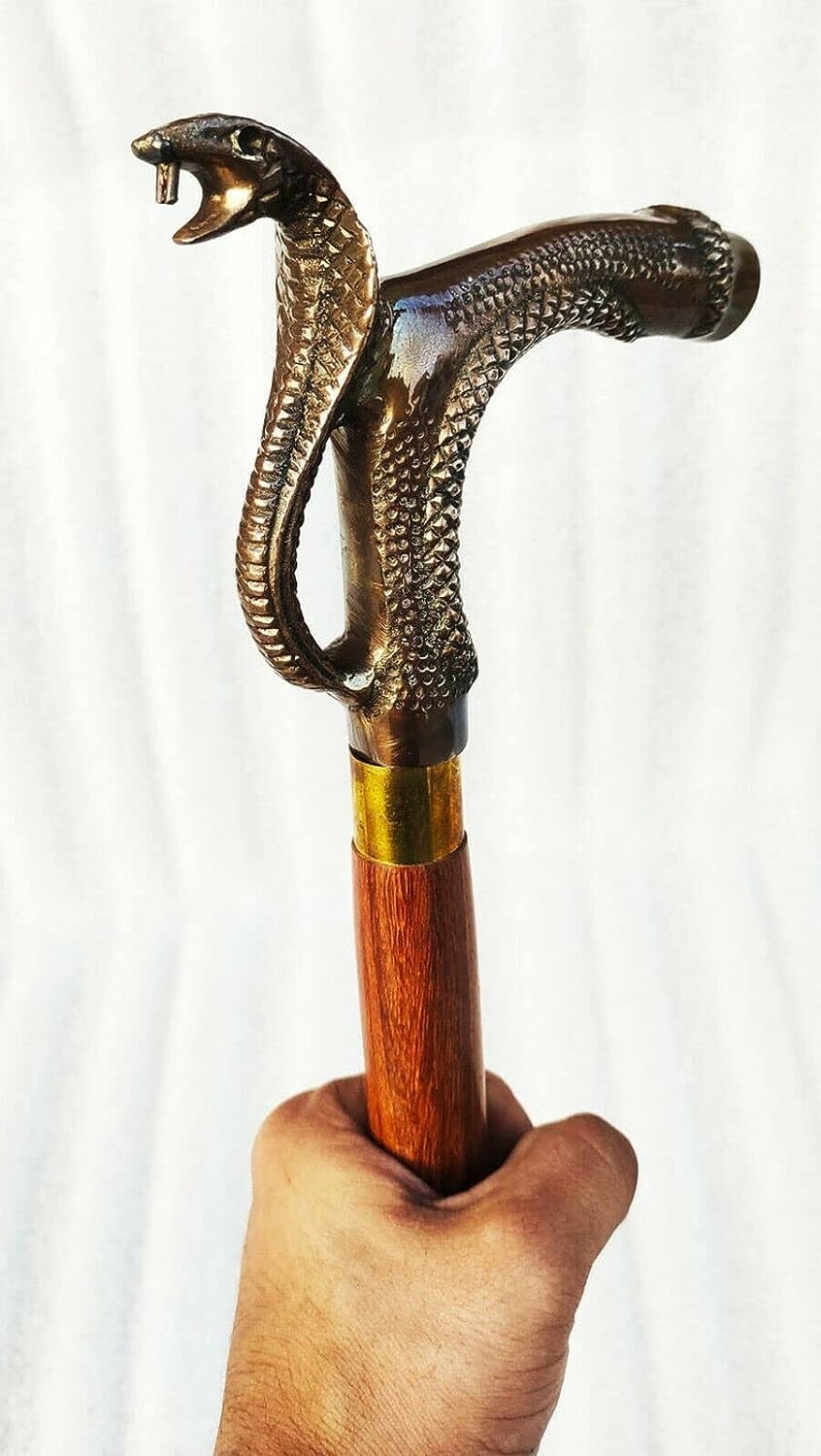 Designer Snake Head Handle Victorian Style Walking Stick Handmade Wooden Cane