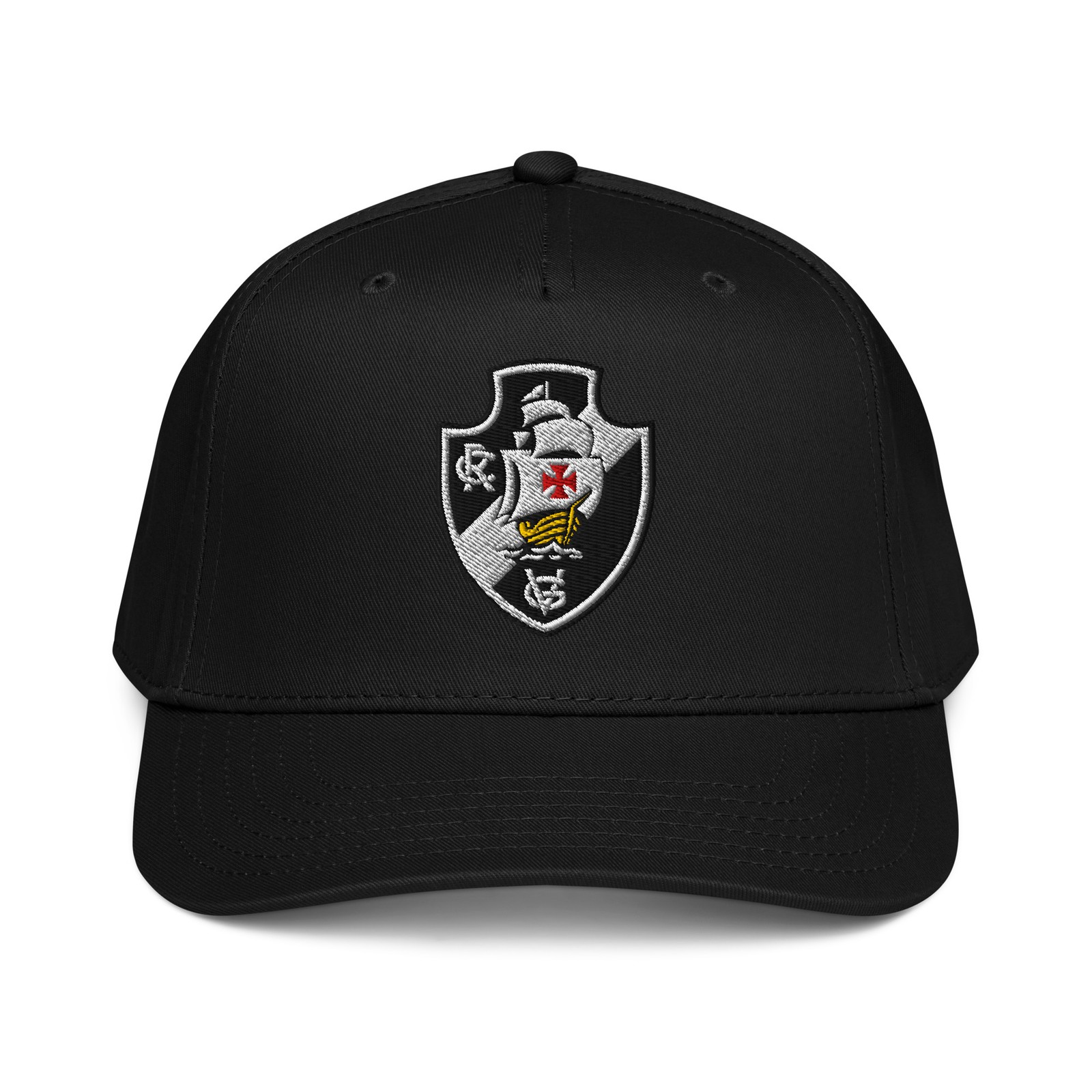 Vasco da Gama Minimalist Design Embroidered 5 Panel Mid-Profile Cap Soccer Hat